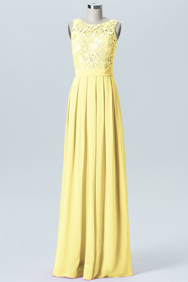 Lace Column Boat Neck Sleeveless Bridesmaid Dress-B06054