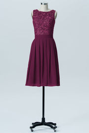 Lace Column Boat Neck Sleeveless Bridesmaid Dress-B07087