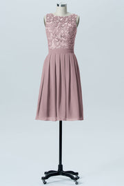 Lace Column Boat Neck Sleeveless Bridesmaid Dress-B07087