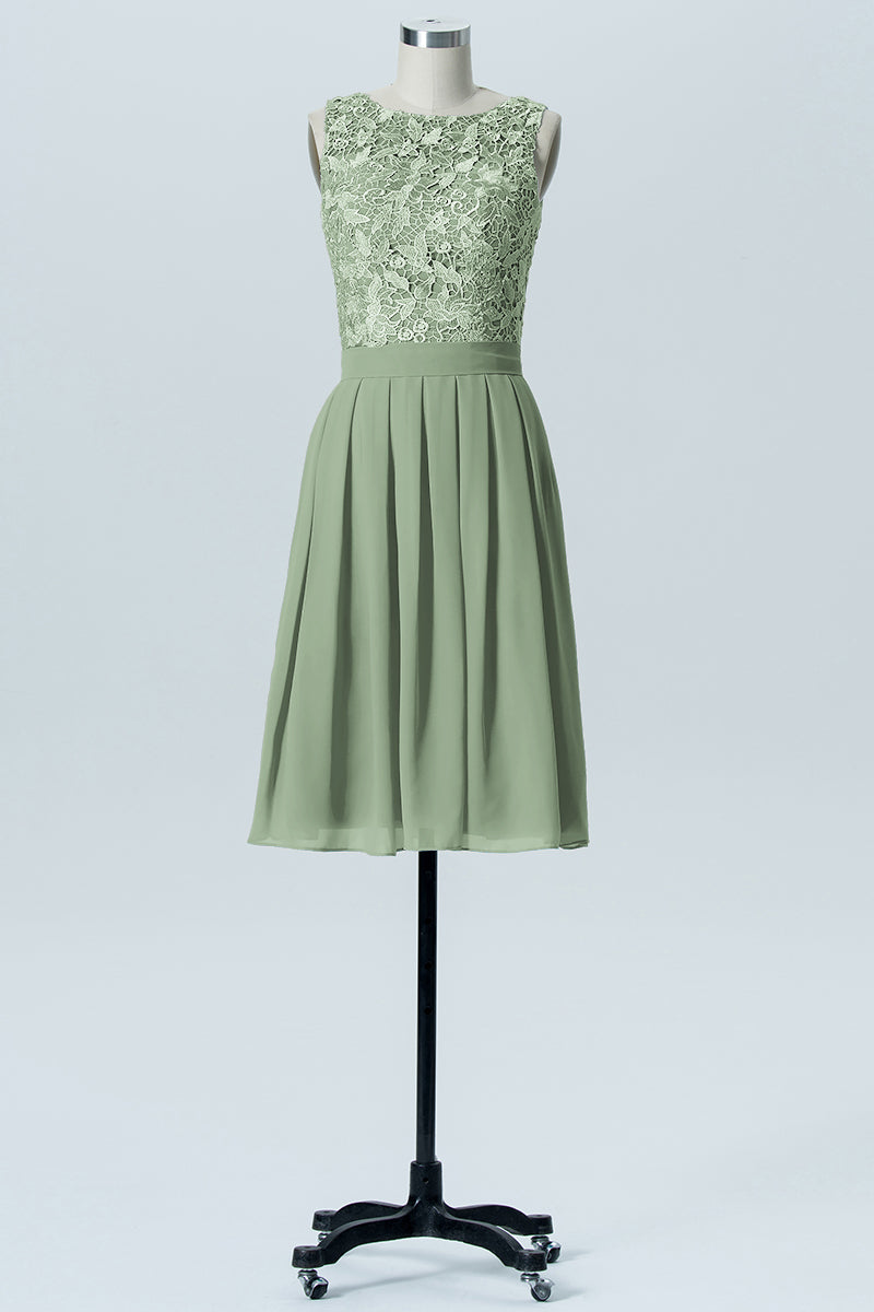 Lace Column Boat Neck Sleeveless Bridesmaid Dress-B07087