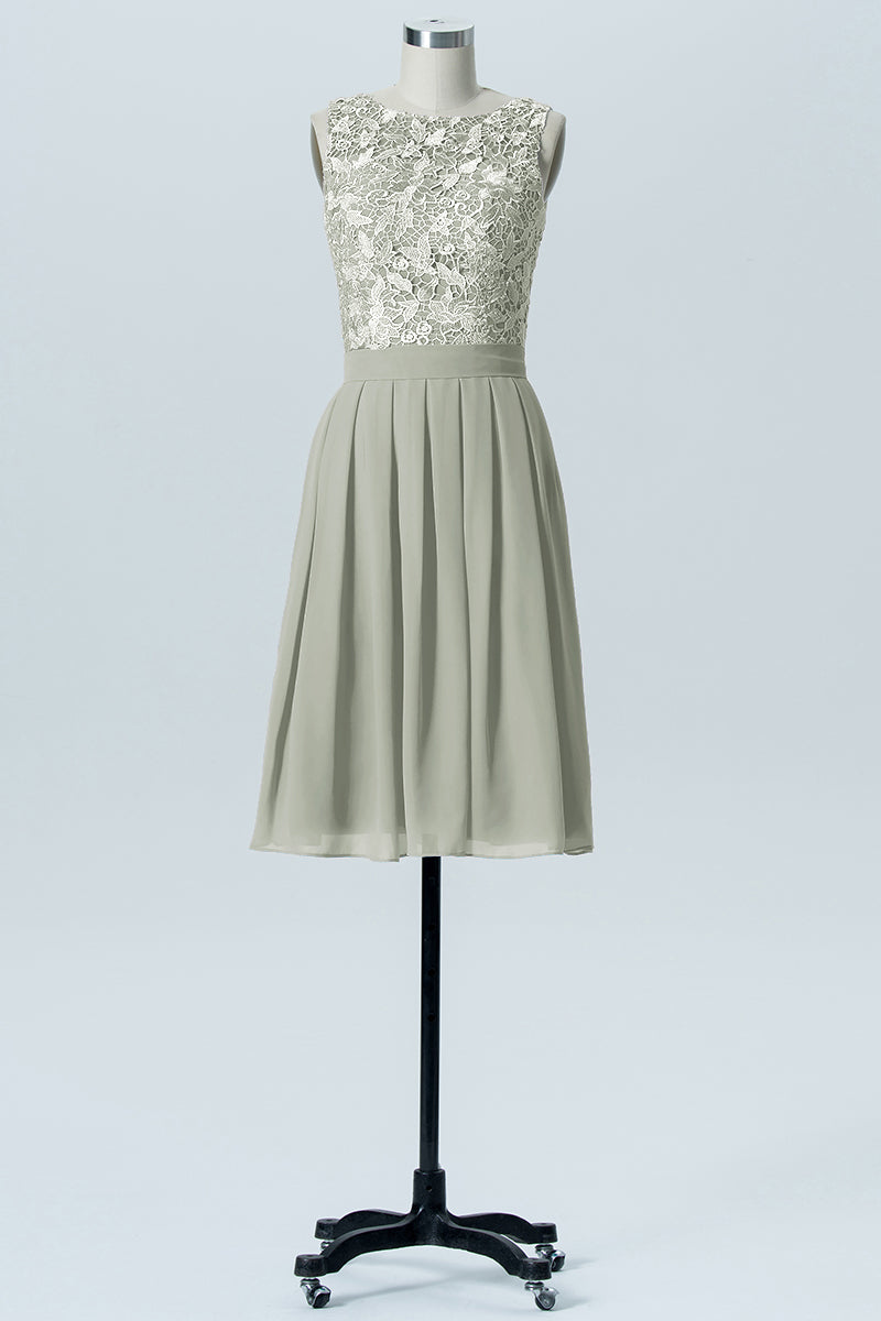 Lace Column Boat Neck Sleeveless Bridesmaid Dress-B07087