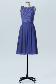 Lace Column Boat Neck Sleeveless Bridesmaid Dress-B07087