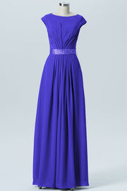 Chiffon Column Spaghetti Straps Sleeveless Bridesmaid Dress-B07605