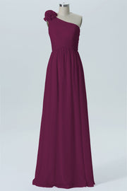 Chiffon Column One Shoulder Sleeveless Bridesmaid Dress-B07607