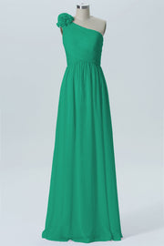 Chiffon Column One Shoulder Sleeveless Bridesmaid Dress-B07607