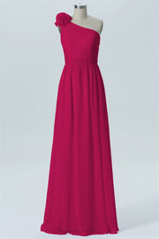 Chiffon Column One Shoulder Sleeveless Bridesmaid Dress-B07607