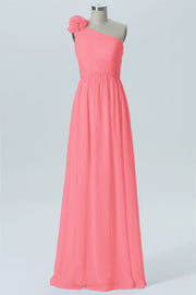 Chiffon Column One Shoulder Sleeveless Bridesmaid Dress-B07607