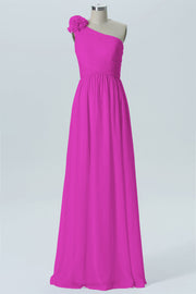 Chiffon Column One Shoulder Sleeveless Bridesmaid Dress-B07607