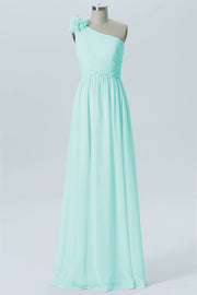 Chiffon Column One Shoulder Sleeveless Bridesmaid Dress-B07607