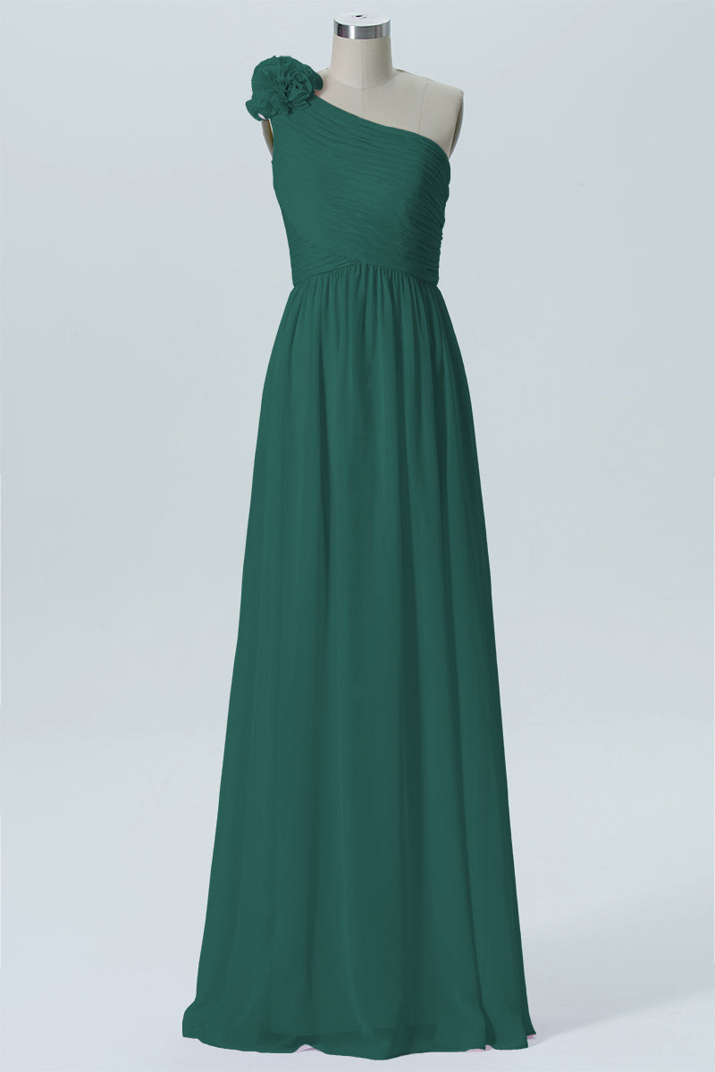 Chiffon Column One Shoulder Sleeveless Bridesmaid Dress-B07607