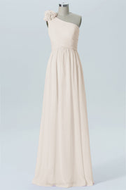 Chiffon Column One Shoulder Sleeveless Bridesmaid Dress-B07607