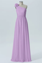 Chiffon Column One Shoulder Sleeveless Bridesmaid Dress-B07607