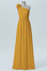 Chiffon Column One Shoulder Sleeveless Bridesmaid Dress-B07607