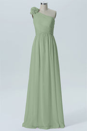 Chiffon Column One Shoulder Sleeveless Bridesmaid Dress-B07607
