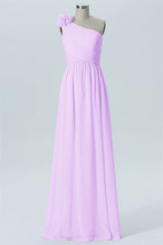 Chiffon Column One Shoulder Sleeveless Bridesmaid Dress-B07607