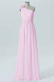 Chiffon Column One Shoulder Sleeveless Bridesmaid Dress-B07607