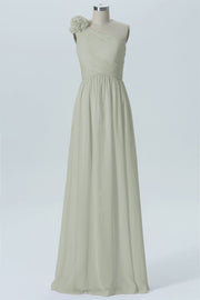 Chiffon Column One Shoulder Sleeveless Bridesmaid Dress-B07607