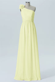 Chiffon Column One Shoulder Sleeveless Bridesmaid Dress-B07607