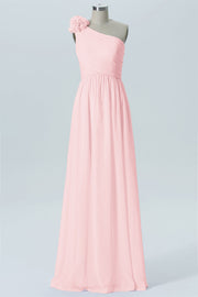 Chiffon Column One Shoulder Sleeveless Bridesmaid Dress-B07607