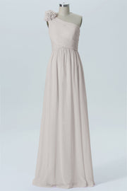 Chiffon Column One Shoulder Sleeveless Bridesmaid Dress-B07607
