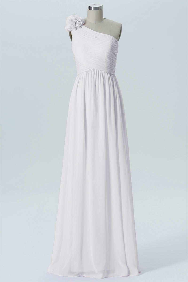 Chiffon Column One Shoulder Sleeveless Bridesmaid Dress-B07607