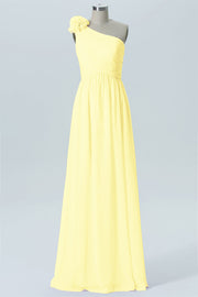 Chiffon Column One Shoulder Sleeveless Bridesmaid Dress-B07607