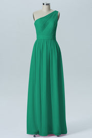 Chiffon A-line One Shoulder Sleeveless Bridesmaid Dress-B07615