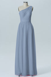 Chiffon A-line One Shoulder Sleeveless Bridesmaid Dress-B07615