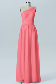 Chiffon A-line One Shoulder Sleeveless Bridesmaid Dress-B07615
