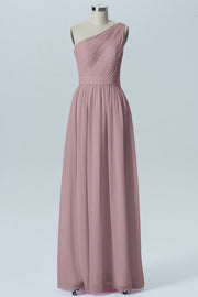 Chiffon A-line One Shoulder Sleeveless Bridesmaid Dress-B07615