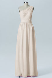 Chiffon A-line One Shoulder Sleeveless Bridesmaid Dress-B07615