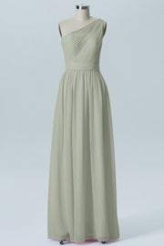 Chiffon A-line One Shoulder Sleeveless Bridesmaid Dress-B07615