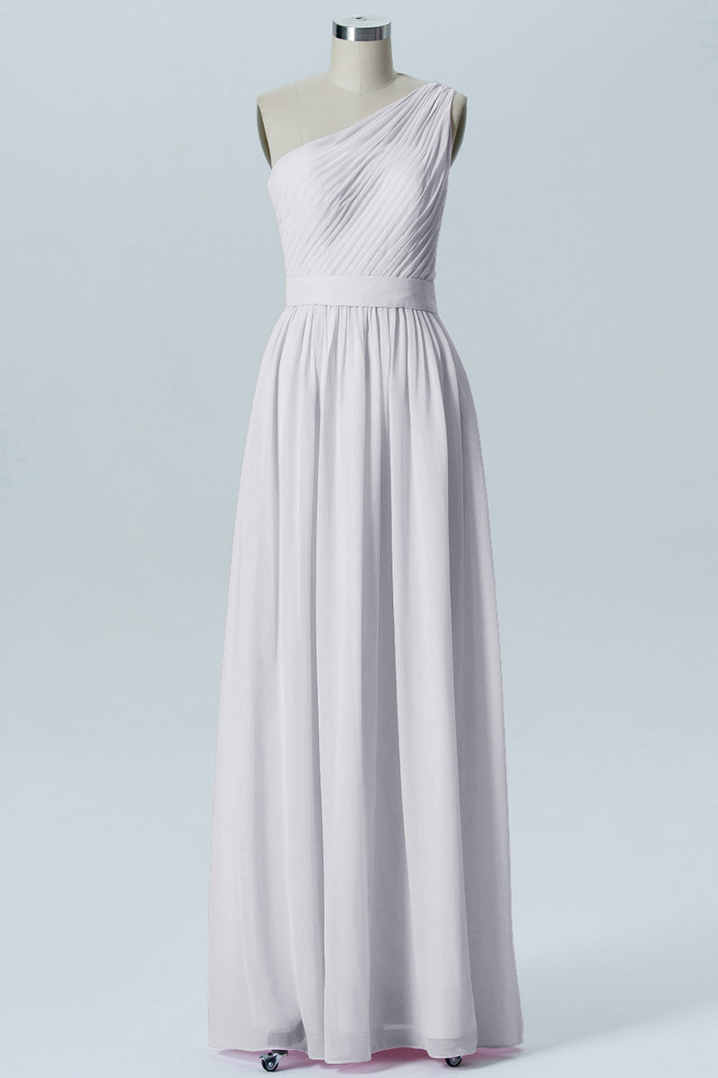 Chiffon A-line One Shoulder Sleeveless Bridesmaid Dress-B07615