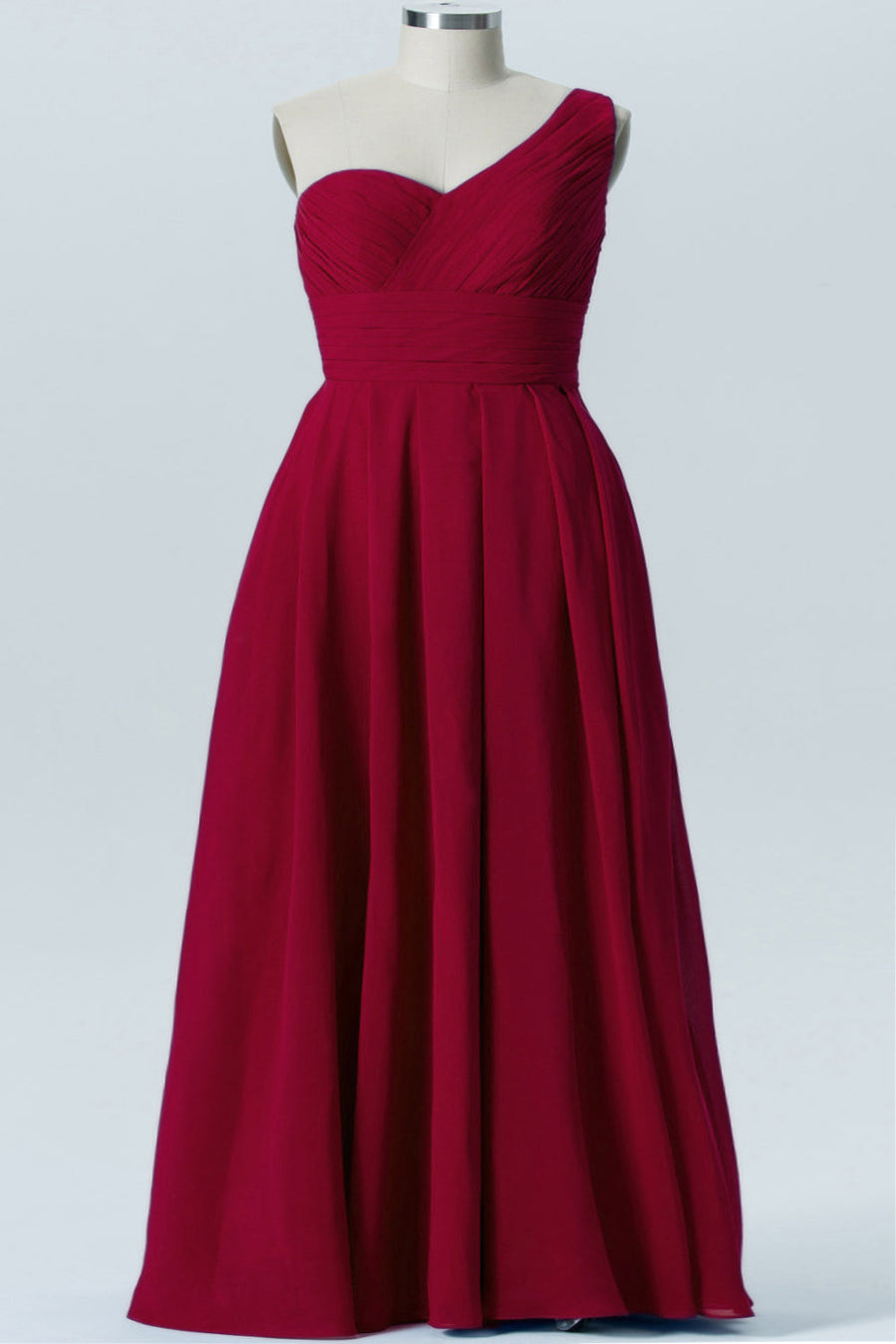 Chiffon One Shoulder Sleeveless Bridesmaid Dress| Plus Size | 60+ Colors