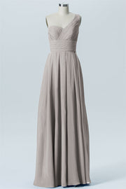 Chiffon Column One Shoulder Sleeveless Bridesmaid Dress-B07642