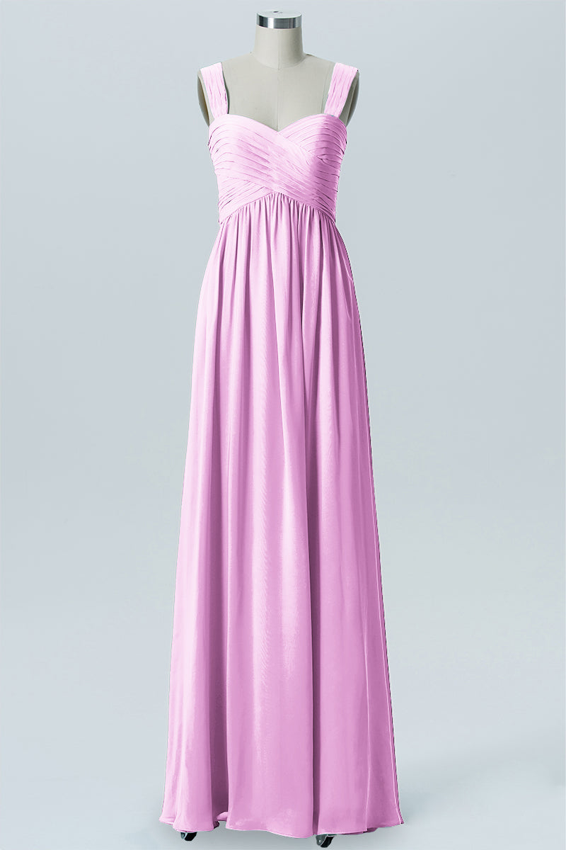 Chiffon Column Sweetheart Sleeveless Bridesmaid Dress-B07652