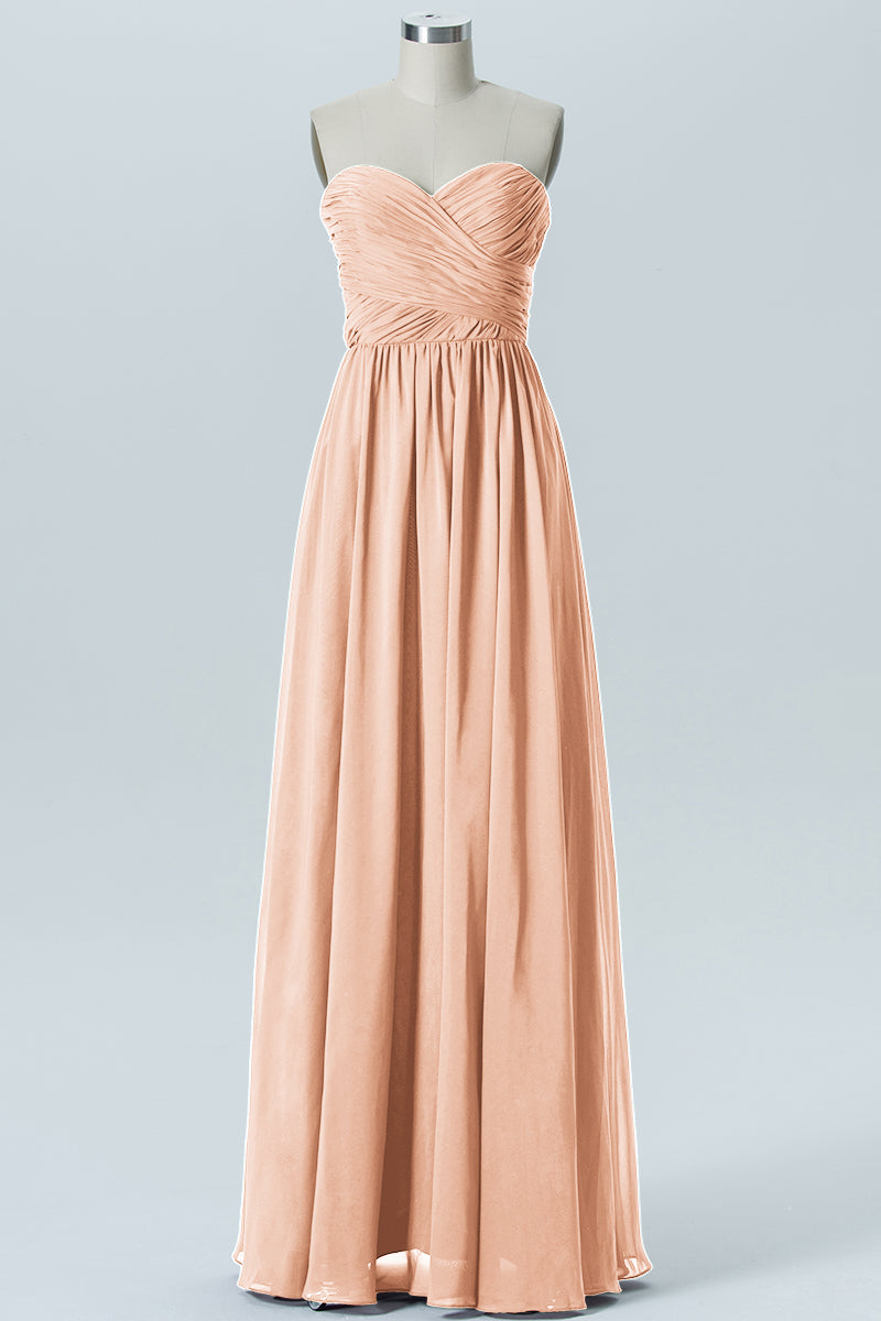 Chiffon Column Strapless Sleeveless Bridesmaid Dress-B07877