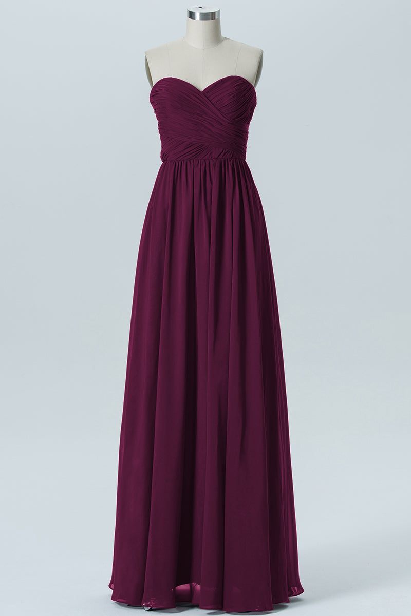 Chiffon Column Strapless Sleeveless Bridesmaid Dress-B07877