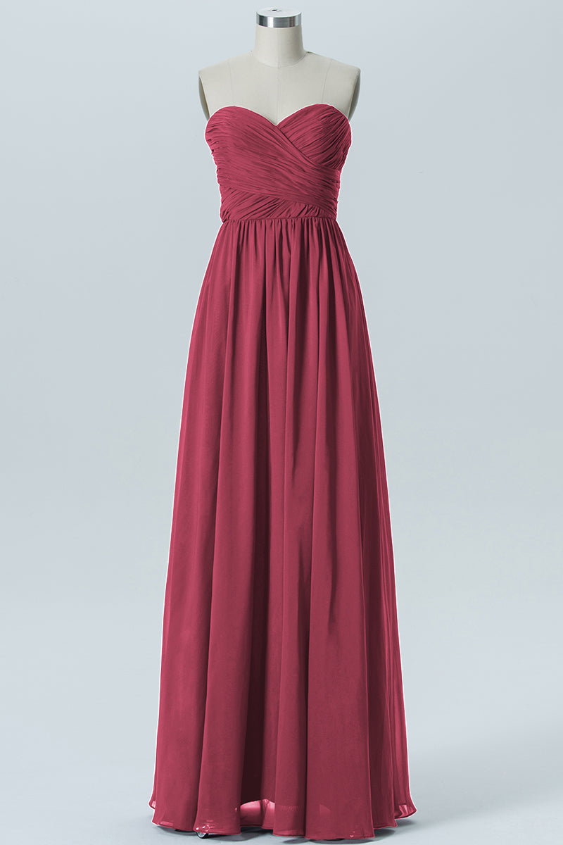 Chiffon Column Strapless Sleeveless Bridesmaid Dress-B07877