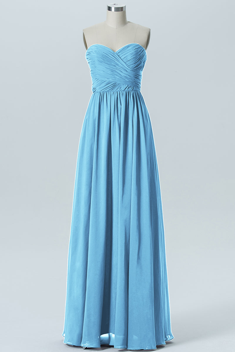 Chiffon Column Strapless Sleeveless Bridesmaid Dress-B07877