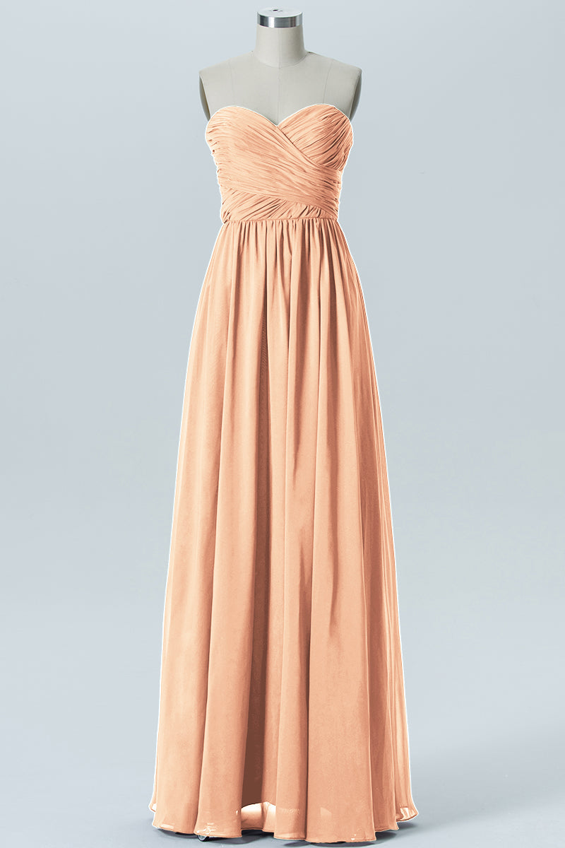 Chiffon Column Strapless Sleeveless Bridesmaid Dress-B07877