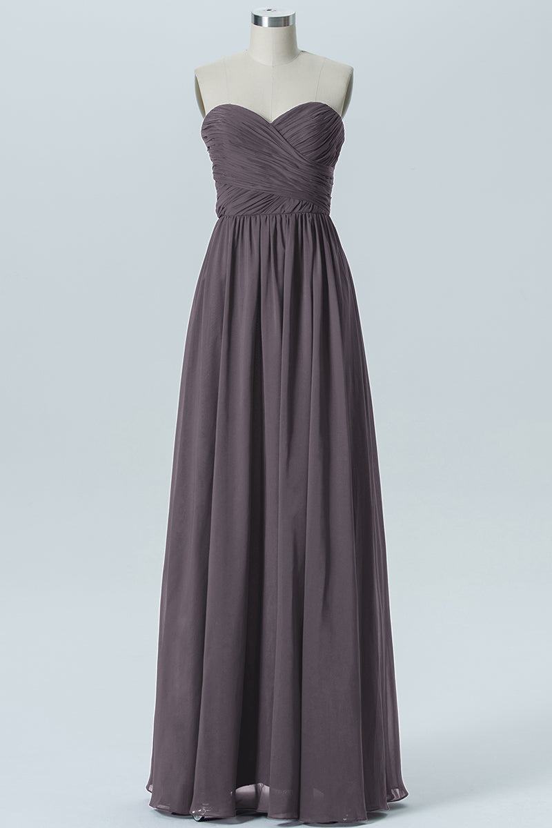 Chiffon Column Strapless Sleeveless Bridesmaid Dress-B07877