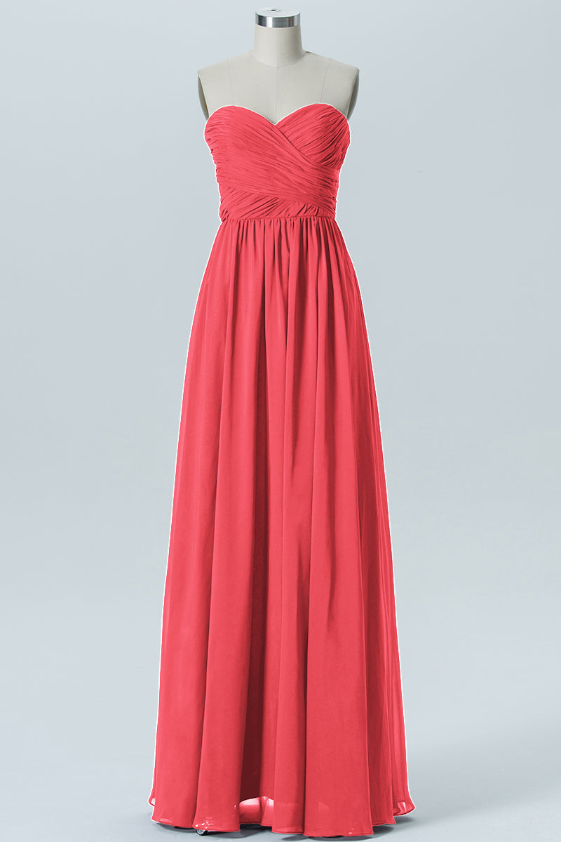 Chiffon Column Strapless Sleeveless Bridesmaid Dress-B07877