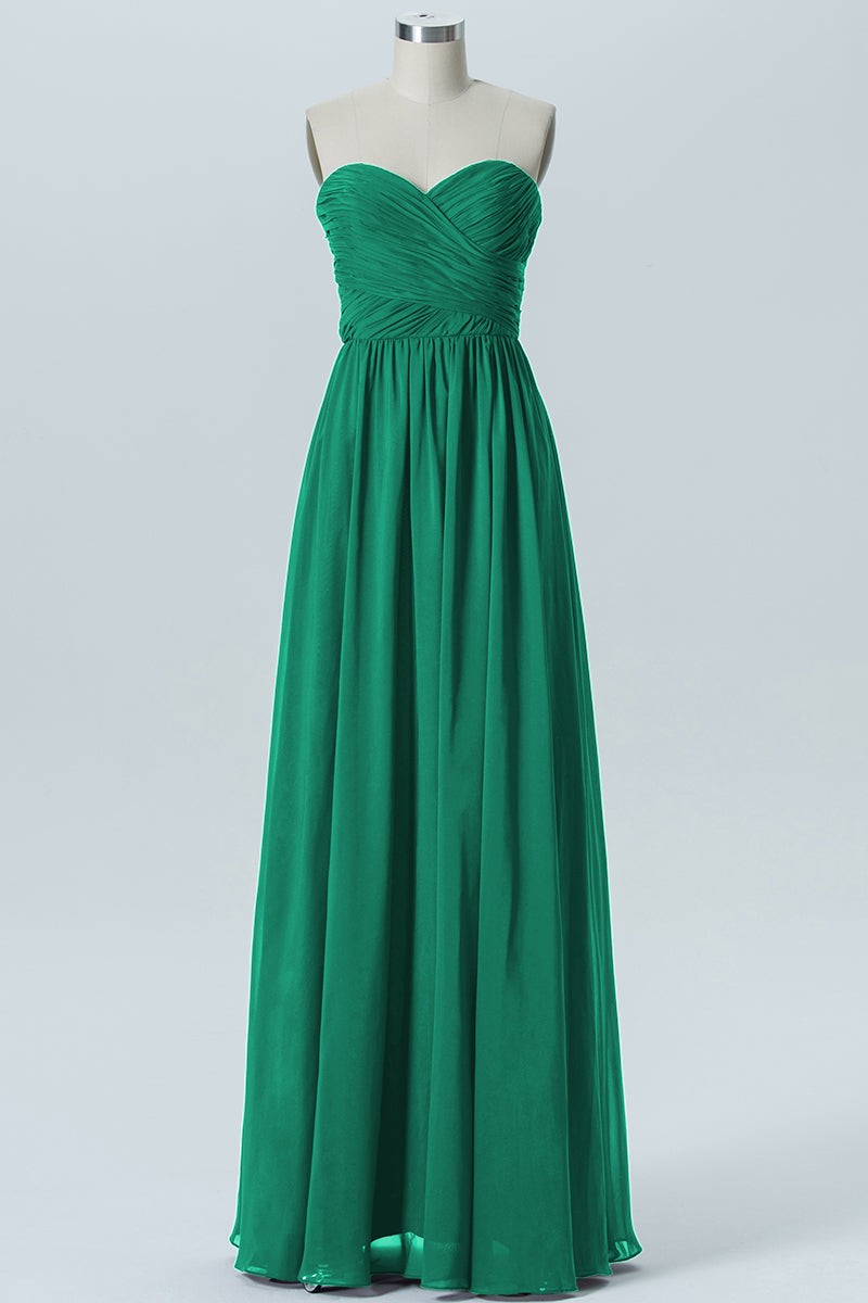 Chiffon Column Strapless Sleeveless Bridesmaid Dress-B07877