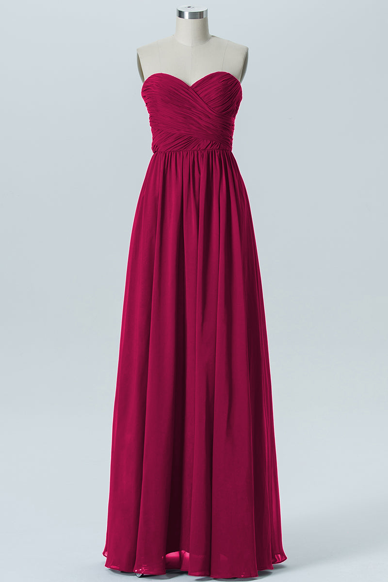 Chiffon Column Strapless Sleeveless Bridesmaid Dress-B07877