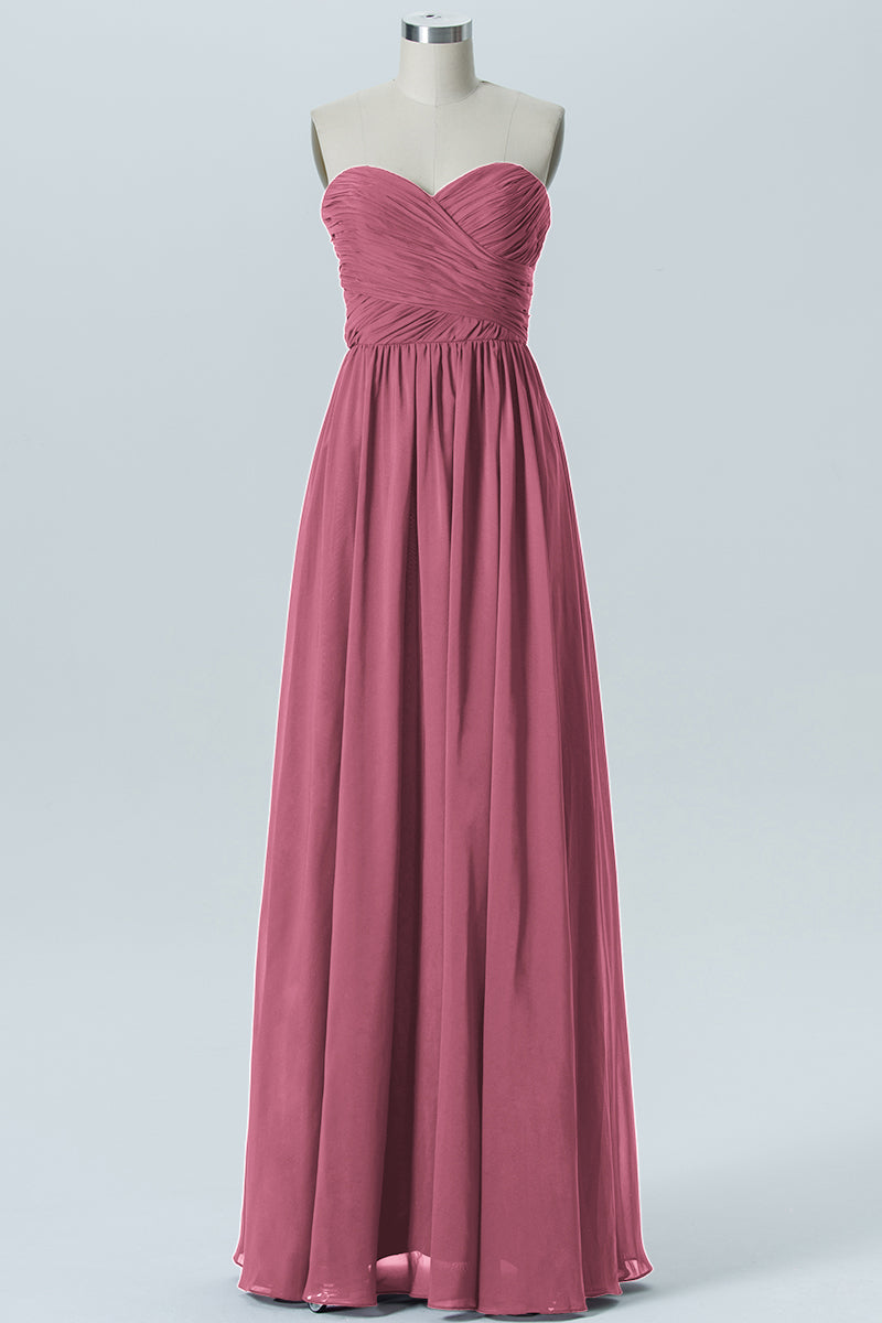 Chiffon Column Strapless Sleeveless Bridesmaid Dress-B07877