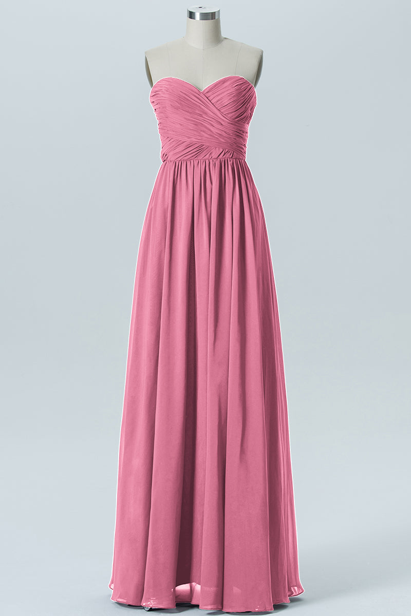 Chiffon Column Strapless Sleeveless Bridesmaid Dress-B07877