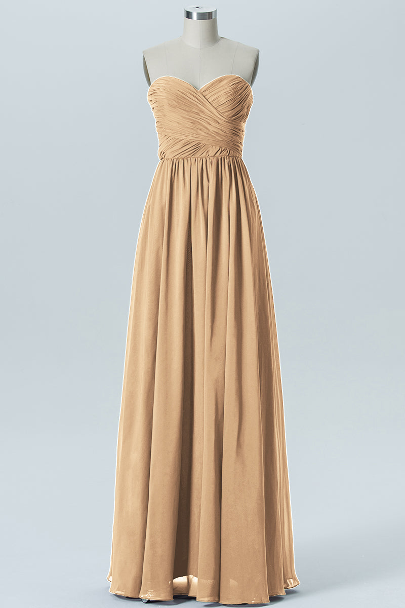 Chiffon Column Strapless Sleeveless Bridesmaid Dress-B07877