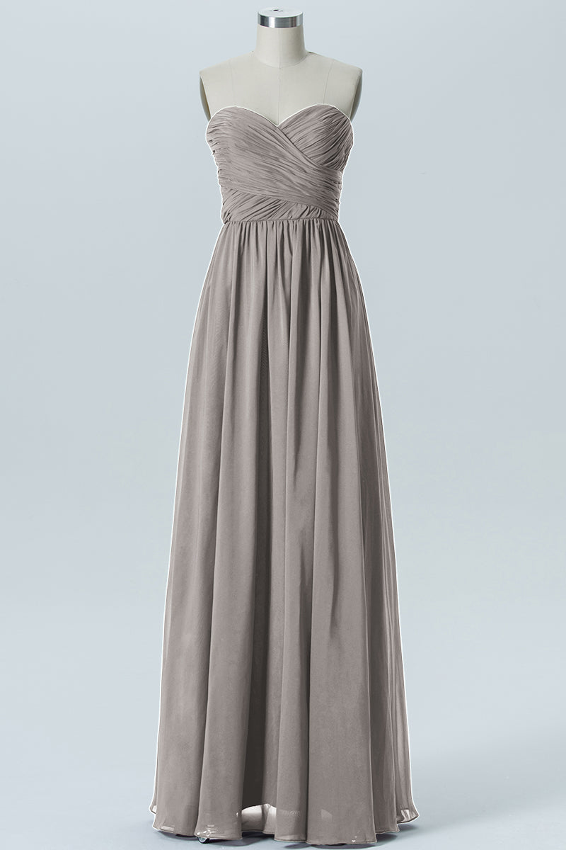Chiffon Column Strapless Sleeveless Bridesmaid Dress-B07877