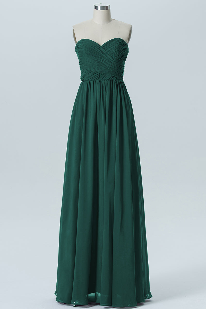 Chiffon Column Strapless Sleeveless Bridesmaid Dress-B07877